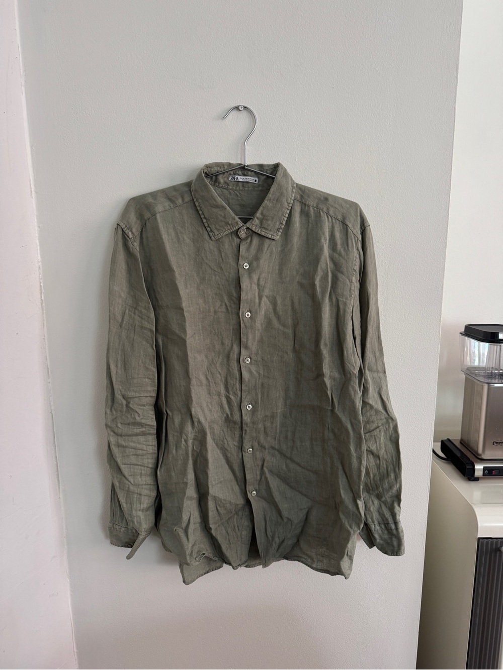 Zara Button Down Shirt in Green Size XL